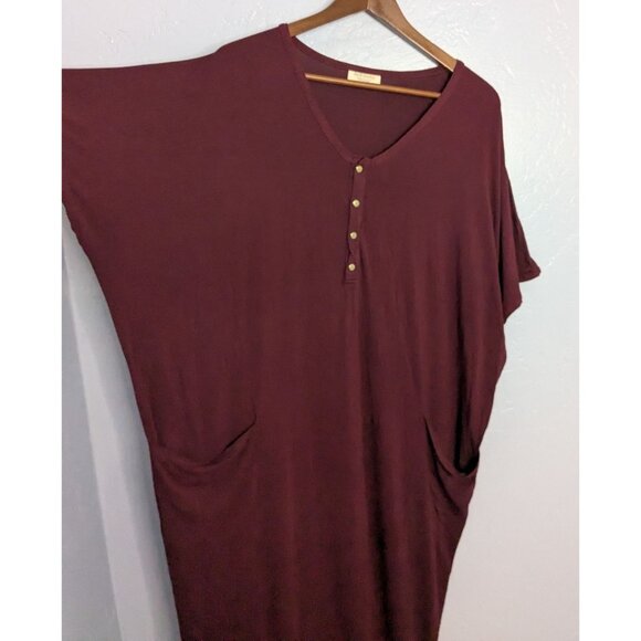 Dwell & Slumber Burgundy One Size Lounge Dress Pockets Button XL sz 18 - Picture 5 of 9